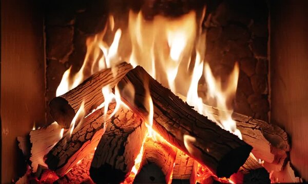 Fireplace closeup seamless loop HD 1080 