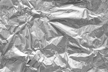 Crinkled Silver Foil Texture Background