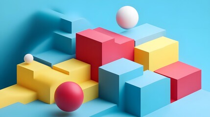 Obraz premium Abstract Colorful Geometric Shapes 3D Illustration