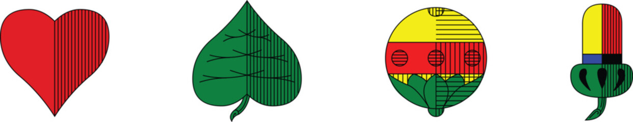 German-suited playing cards. Play card symbol suit vector icon. Poker heart ace spade, diamond casino card symbol © hrh