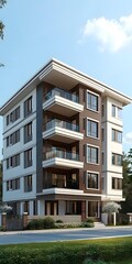 Obraz premium Modern Apartment Building Exterior Design with Balconies