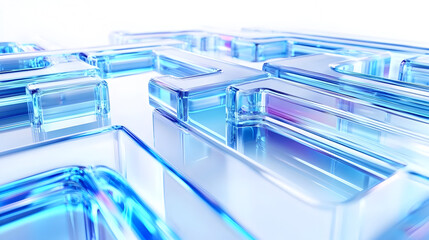 Abstract blue glass pattern with sharp angles.