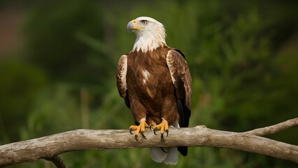 Philippine Eagle Perched on Branch in Forest Nature, Realistic Photo, Pattern Background, Wallpaper, Cover and Screen for Smartphone, Cell Phone, Computer, Laptop