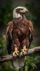 Philippine Eagle Perched on Branch in Forest Nature, Realistic Photo, Pattern Background, Wallpaper, Cover and Screen for Smartphone, Cell Phone, Computer, Laptop