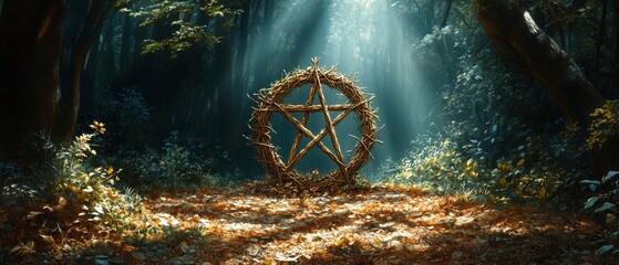 Pentacle Forest Gathering Wicca, Paganism Religion Spiritual Symbol