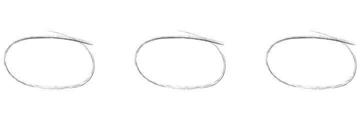 Set of round hand drawn doodle frames isolated on white background