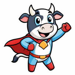 Animal Holiday Icon Cute Cow Super Hero Cartoon Vector