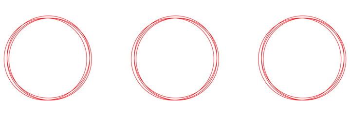 Set of round hand drawn doodle frames isolated on white background