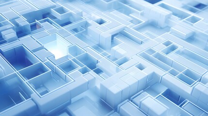 3d rendering of white and blue abstract geometric background. Scene for advertising, technology, showcase, banner, game, sport, cosmetic, business, metaverse. Sci-Fi Illustration. Product display