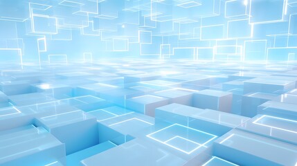 3d rendering of white and blue abstract geometric background. Scene for advertising, technology, showcase, banner, game, sport, cosmetic, business, metaverse. Sci-Fi Illustration. Product display