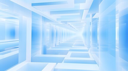 Obraz premium 3d rendering of white and blue abstract geometric background. Scene for advertising, technology, showcase, banner, game, sport, cosmetic, business, metaverse. Sci-Fi Illustration. Product display