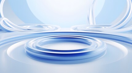 3d rendering of white and blue abstract geometric background. Scene for advertising, technology, showcase, banner, game, sport, cosmetic, business, metaverse. Sci-Fi Illustration. Product display