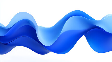 Abstract blue wave flowing on white background.