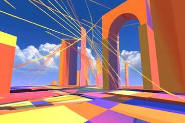 Fototapeta premium Abstract Architecture with Colorful Geometric Shapes