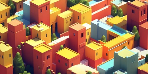Naklejka premium Colorful Geometric Illustration of a City