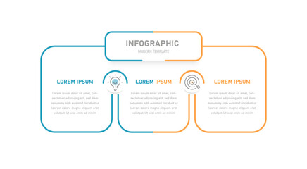An infographic template with 3 steps. Business infographics for presentation. Changeable icons