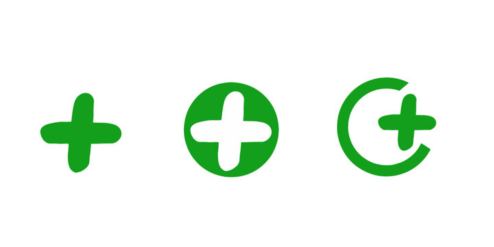 Set of plus icons Vector illustration.