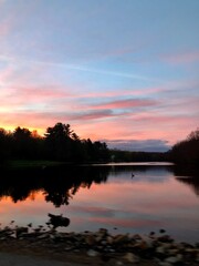 Sunset Night Sky Over The River 