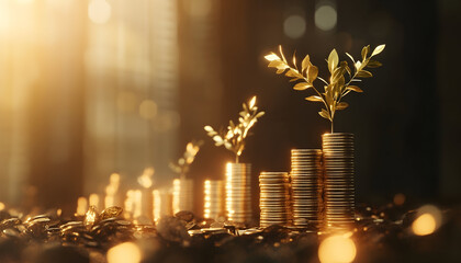 Obraz premium Ascending graphs depicting the progression of wealth accumulation.