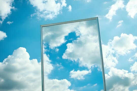 Mirror Reflecting the Sky with Clouds