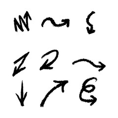 Set of different hand drawn vector arrows.