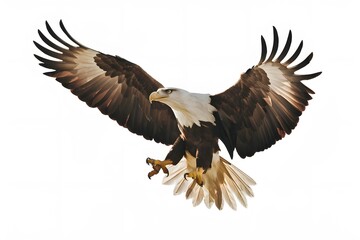 Fototapeta premium Philippine Eagle Flying on White Background, Realistic Photo, Pattern Background, Wallpaper, Cover and Screen for Smartphone, Cell Phone, Computer, Laptop