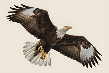 Obraz premium Philippine Eagle Flying on White Background, Realistic Photo, Pattern Background, Wallpaper, Cover and Screen for Smartphone, Cell Phone, Computer, Laptop