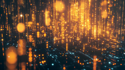 Obraz premium Shimmering blockchain data streams in the realm of a virtual metaverse.