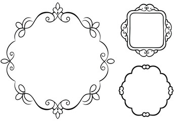 Vintage calligraphic frames. Ornate calligraphy frame, retro elegant ornamental borders, filigree floral ornaments for framed certificate template. Isolated vector decorative Victorian dividers set.  
