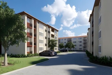 Obraz premium Exterior Design of Modern Apartment Building