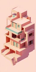 Minimalist Architecture House 3D Model Illustration