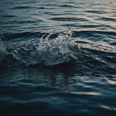 Obraz premium Gentle ripples spreading outwards on a calm river with sunlight sparkling on the water