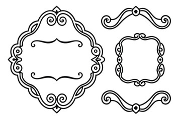 Vintage calligraphic frames. Ornate calligraphy frame, retro elegant ornamental borders, filigree floral ornaments for framed certificate template. Isolated vector decorative Victorian dividers set.  