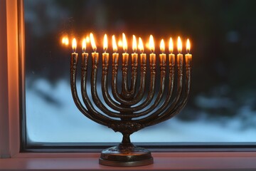 Fototapeta premium Menorah Festival of Lights Judaism Religion Spiritual Symbol