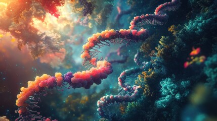 Naklejka premium DNA double helix, life in an abstract perspective