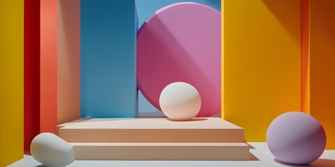 Abstract 3D Shapes and Colorful Background