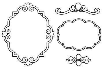 Vintage calligraphic frames. Ornate calligraphy frame, retro elegant ornamental borders, filigree floral ornaments for framed certificate template. Isolated vector decorative Victorian dividers set.  