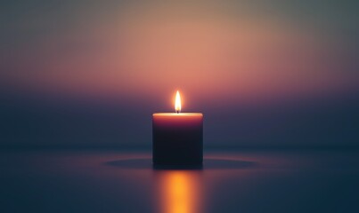 Fototapeta premium A candle is lit in a dark room