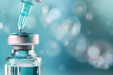Syringe With Droplet Ready for Medical Injection in Bright Laboratory Environment