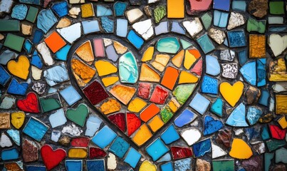 Obraz premium A mosaic heart made of colorful glass pieces