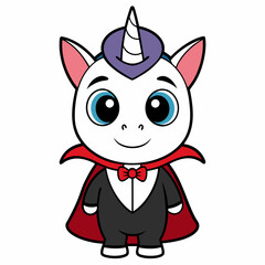 Animal Holiday Icon Cute Unicorn Dracula Cartoon Vector