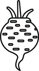 Line icon of beetroot growing from ground with sprout