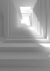 Fototapeta premium White Stairway to Light Abstract Minimalist Design