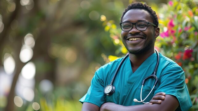 photograph of Smiling doctor in anture