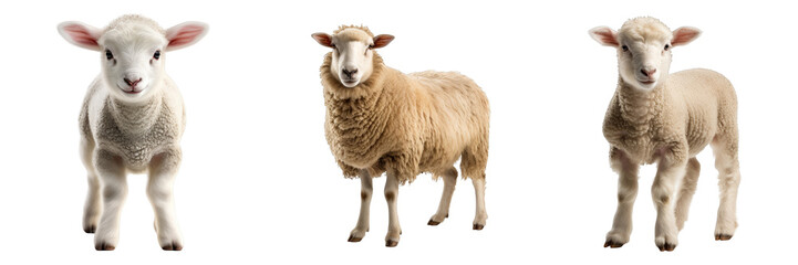 Fototapeta premium This collection Sheep set png on transparent background