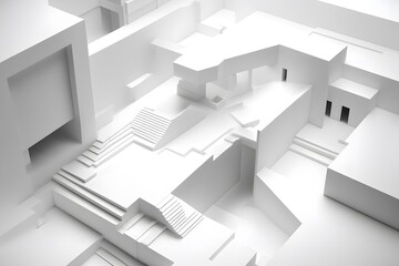 Abstract White Minimalist Geometric Architecture Design