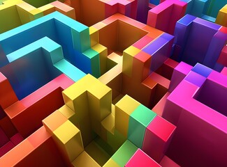 Obraz premium Abstract Colorful 3D Geometric Shapes Background