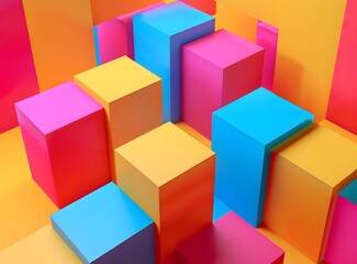 Obraz premium Abstract Colorful Geometric Shapes in a 3D Render