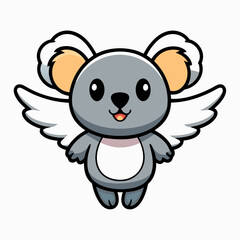 Animal Holiday Icon Cute Koala Angel Flying Cartoon Vector