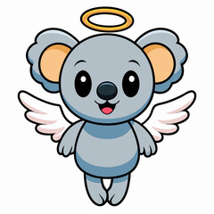 Animal Holiday Icon Cute Koala Angel Flying Cartoon Vector